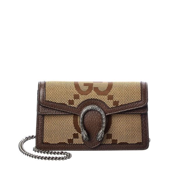 Gucci Handbags - Gucci Dionysus Super Mini Jumbo GG Canvas & Leather Shoulder Bag